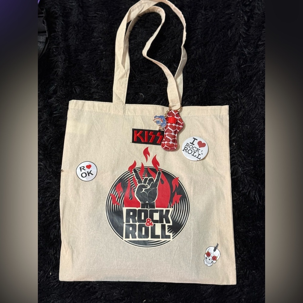 Rock and roll handmade‎ tote